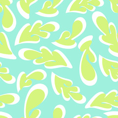 Hand drawn floral seamless repeat pattern. Spring, summer flowers, leaves trendy colors. Bold fabric design, textile print, gift wrapping paper, wall art, home decor. Vector illustration.