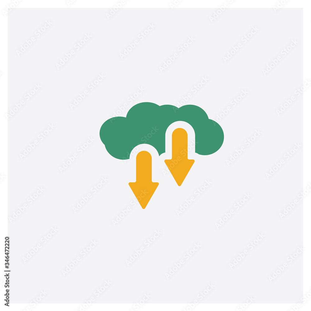 Wall mural cloud computing concept 2 colored icon. isolated orange and green cloud computing vector symbol desi