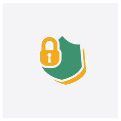 Shield concept 2 colored icon. Isolated orange and green Shield vector symbol design. Can be used for web and mobile UI/UX