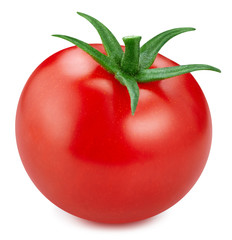 Ripe fresh tomato clipping path. Tomato isolated on white background..
