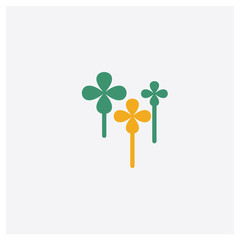 Clover concept 2 colored icon. Isolated orange and green Clover vector symbol design. Can be used for web and mobile UI/UX