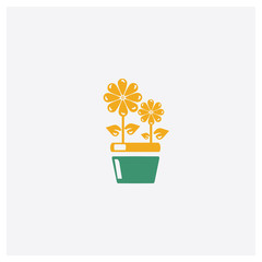 Flower concept 2 colored icon. Isolated orange and green Flower vector symbol design. Can be used for web and mobile UI/UX