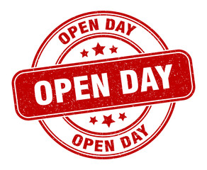 open day stamp. open day label. round grunge sign