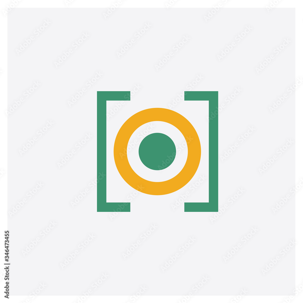 Poster rec concept 2 colored icon. isolated orange and green rec vector symbol design. can be used for web 