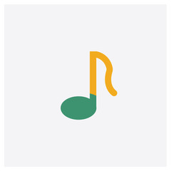 Eighth note concept 2 colored icon. Isolated orange and green Eighth note vector symbol design. Can be used for web and mobile UI/UX