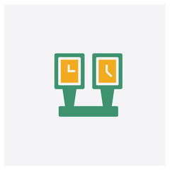 Clock concept 2 colored icon. Isolated orange and green Clock vector symbol design. Can be used for web and mobile UI/UX