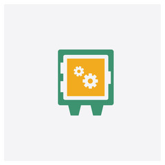 Safe box concept 2 colored icon. Isolated orange and green Safe box vector symbol design. Can be used for web and mobile UI/UX
