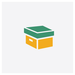 Box concept 2 colored icon. Isolated orange and green Box vector symbol design. Can be used for web and mobile UI/UX