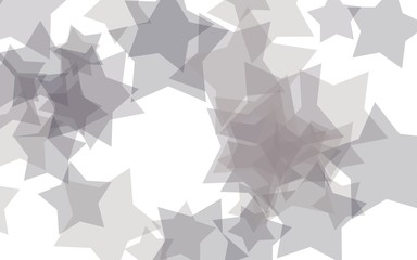 Gray translucent stars on a white background. Gray tones. 3D illustration
