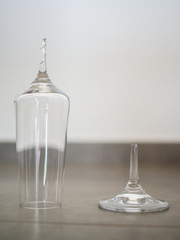 Broken champagne glas upside down