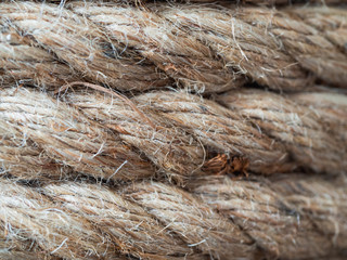 Coiled up rope close up