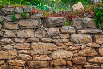stone wall as a natural field background