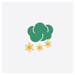 Snoflakes Winter Cloud concept 2 colored icon. Isolated orange and green Snoflakes Winter Cloud vector symbol design. Can be used for web and mobile UI/UX