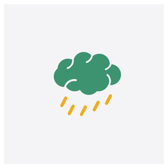 Rain concept 2 colored icon. Isolated orange and green Rain vector symbol design. Can be used for web and mobile UI/UX