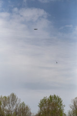 Oktokopter in the sky over Izmailovo Park