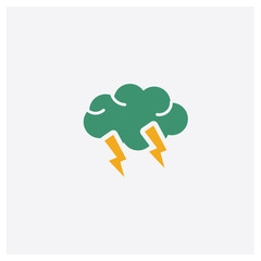Storm concept 2 colored icon. Isolated orange and green Storm vector symbol design. Can be used for web and mobile UI/UX