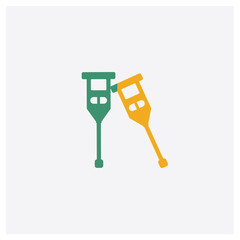 Crutches concept 2 colored icon. Isolated orange and green Crutches vector symbol design. Can be used for web and mobile UI/UX