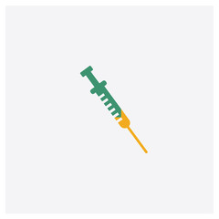 Syringe concept 2 colored icon. Isolated orange and green Syringe vector symbol design. Can be used for web and mobile UI/UX