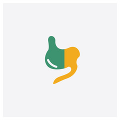 Stomach concept 2 colored icon. Isolated orange and green Stomach vector symbol design. Can be used for web and mobile UI/UX