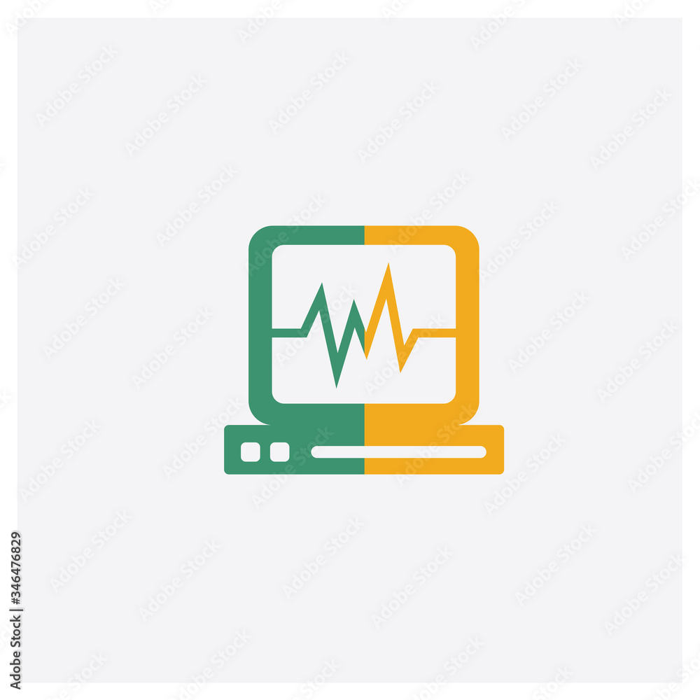 Wall mural ecg concept 2 colored icon. isolated orange and green ecg vector symbol design. can be used for web 