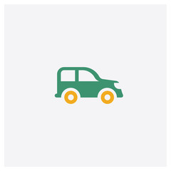 Small car concept 2 colored icon. Isolated orange and green Small car vector symbol design. Can be used for web and mobile UI/UX