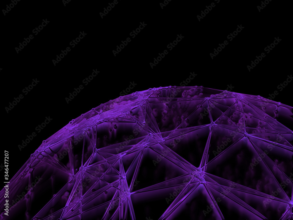 Poster abstract sphere geometry orb and polygonal lines and dots. futuristic technology (super high resolut