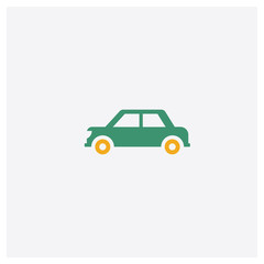 Rectangular Car concept 2 colored icon. Isolated orange and green Rectangular Car vector symbol design. Can be used for web and mobile UI/UX