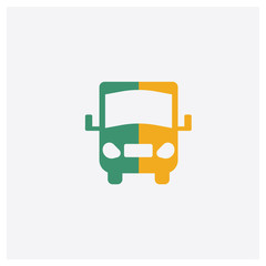 Bus front concept 2 colored icon. Isolated orange and green Bus front vector symbol design. Can be used for web and mobile UI/UX