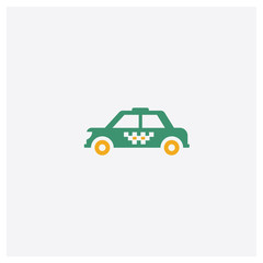 Taxi side concept 2 colored icon. Isolated orange and green Taxi side vector symbol design. Can be used for web and mobile UI/UX