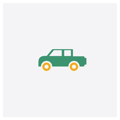 Pick up truck concept 2 colored icon. Isolated orange and green Pick up truck vector symbol design. Can be used for web and mobile UI/UX