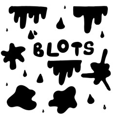 Hand drawn set of paint splatter and blob splash with different shapes. Cut isolated vector illustration for your stickers,