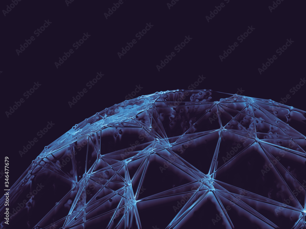 Poster abstract sphere geometry orb and polygonal lines and dots. futuristic technology (super high resolut