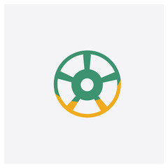 Cart wheel concept 2 colored icon. Isolated orange and green Cart wheel vector symbol design. Can be used for web and mobile UI/UX