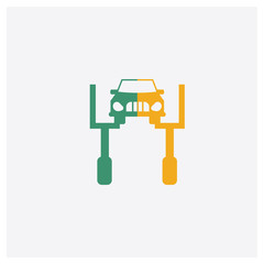 Repairing Car concept 2 colored icon. Isolated orange and green Repairing Car vector symbol design. Can be used for web and mobile UI/UX