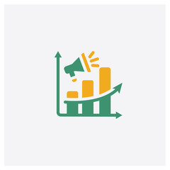 Marketing concept 2 colored icon. Isolated orange and green Marketing vector symbol design. Can be used for web and mobile UI/UX