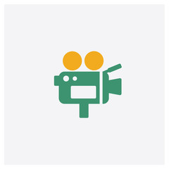 Video camera concept 2 colored icon. Isolated orange and green Video camera vector symbol design. Can be used for web and mobile UI/UX