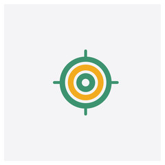 Target concept 2 colored icon. Isolated orange and green Target vector symbol design. Can be used for web and mobile UI/UX