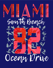 Florida Miami print and embroidery graphic design vector art