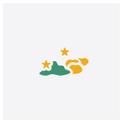 Dust concept 2 colored icon. Isolated orange and green Dust vector symbol design. Can be used for web and mobile UI/UX
