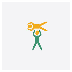 Acrobatic concept 2 colored icon. Isolated orange and green Acrobatic vector symbol design. Can be used for web and mobile UI/UX