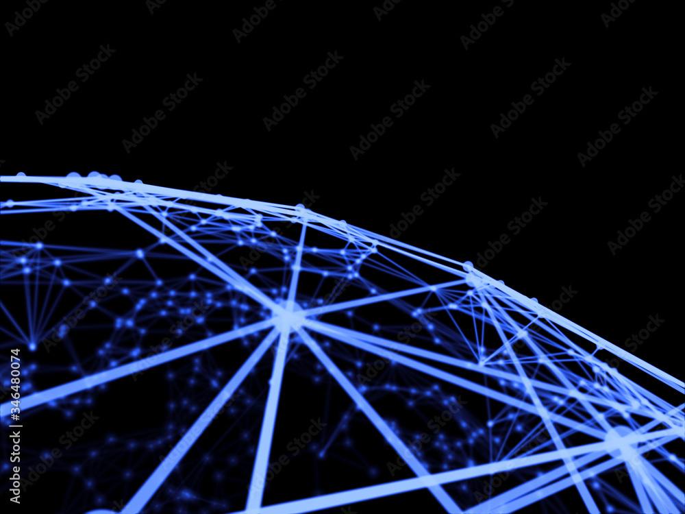 Poster abstract sphere geometry orb and polygonal lines and dots. futuristic technology (super high resolut
