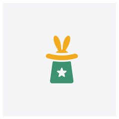 Magic hat concept 2 colored icon. Isolated orange and green Magic hat vector symbol design. Can be used for web and mobile UI/UX