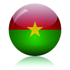 Burkina Faso flag glass button vector illustration
