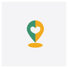 Place concept 2 colored icon. Isolated orange and green Place vector symbol design. Can be used for web and mobile UI/UX