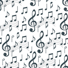 Music notes seamless pattern. Background music. Vector illustration