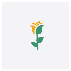 Rose concept 2 colored icon. Isolated orange and green Rose vector symbol design. Can be used for web and mobile UI/UX