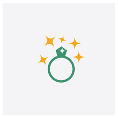 Engagement ring concept 2 colored icon. Isolated orange and green Engagement ring vector symbol design. Can be used for web and mobile UI/UX