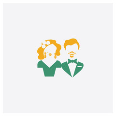 Marry concept 2 colored icon. Isolated orange and green Marry vector symbol design. Can be used for web and mobile UI/UX