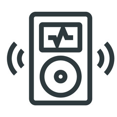 Retro music player black icon on white background