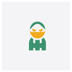 Thief concept 2 colored icon. Isolated orange and green Thief vector symbol design. Can be used for web and mobile UI/UX